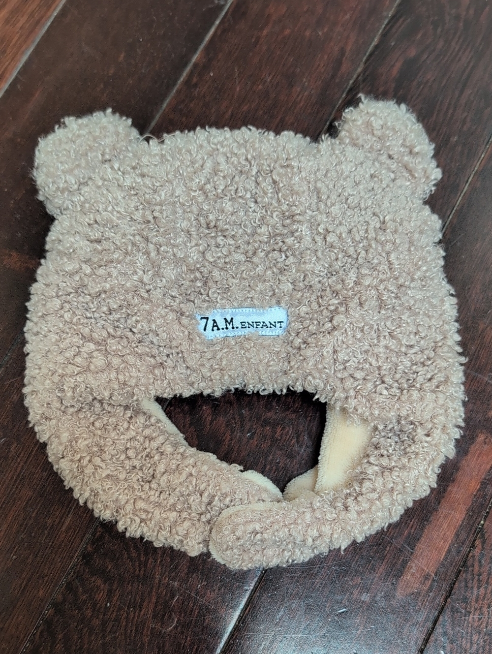 7am Enfant Unisex The Cub Teddy Hat Fuzzy Bear - Beige - 0-6M